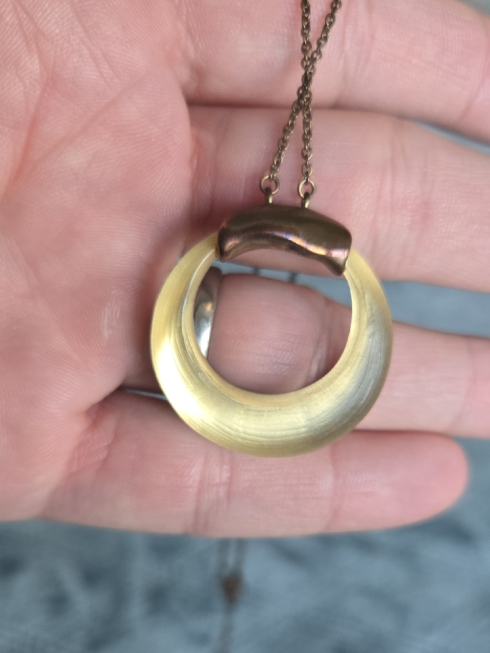 Alexis Bittar Vintage Circle Lucite Pendant Necklace Gold